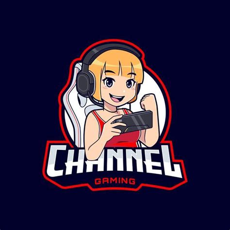 Cute Female Gamer Playing On Smartphone Streaming Channel Girl Logo