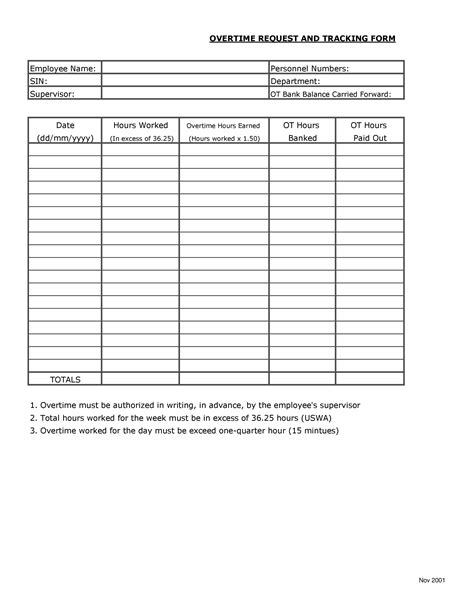 Free 15 Overtime Authorization Forms In Excel Pdf Ms Word