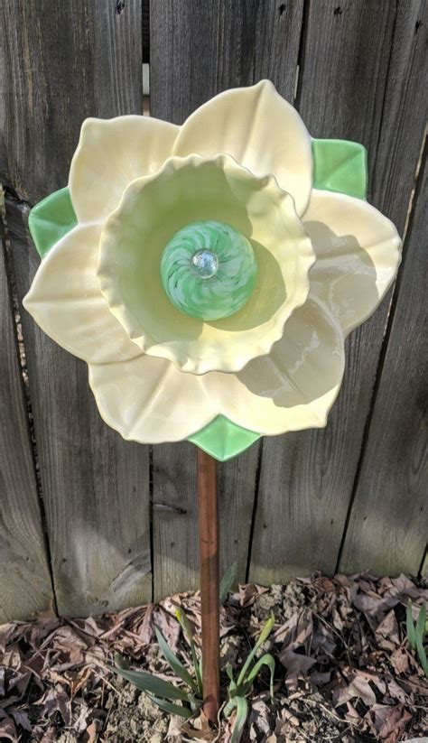 This item is unavailable | etsy. Yellow Daffodil Repurposed Upcycled Glass Garden Flower ...