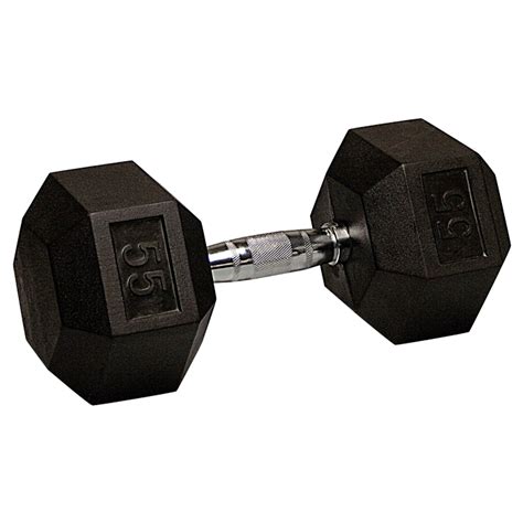55 Lb Rubber Coated Hex Dumbbell