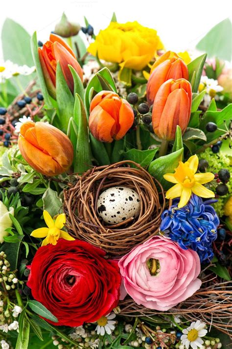 Easter Bouquet With Egg Decoration Easter Bouquet Easter Pictures