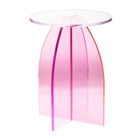 a and b home callie pink and clear round side table pink clear modern side table round side