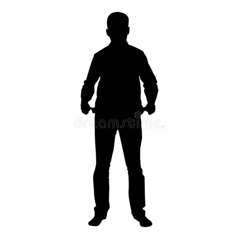 Man Took Out His Empty Pockets Businessman Has Not Money Silhouette