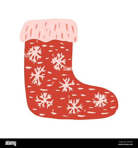 Retro Christmas Sock Isolated On White Background Wear From Wool