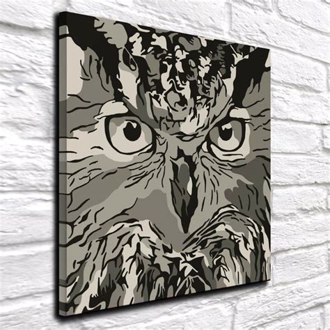 Wall Art Owl Black And White Canvas 100 X 100 Cm Canvasprint Op