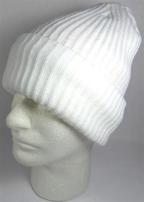Wholesale Winter Knit Long Cuff Beanie Hats Solid Snow White