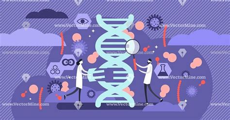 Genetics Flat Tiny Persons Dna Sample Concept Vector Illustration