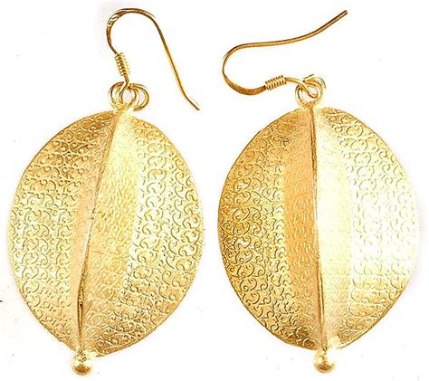 Gold Plated Sterling Silver Earrings Exotic India Art