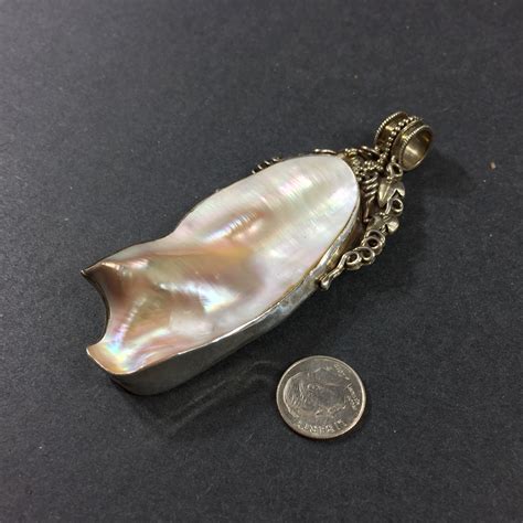 Unique Mother Of Pearl Pendant Sterling Silver Stamped Kh 925 Etsy