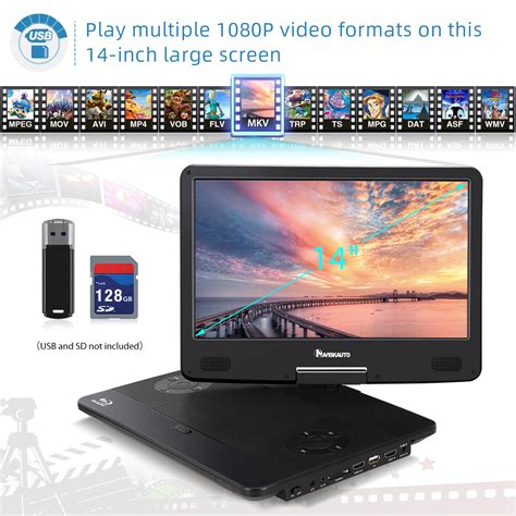 Naviskauto 14 Portable Blu Ray Dvd Player Hdmi Out 1080p Hd Dolby
