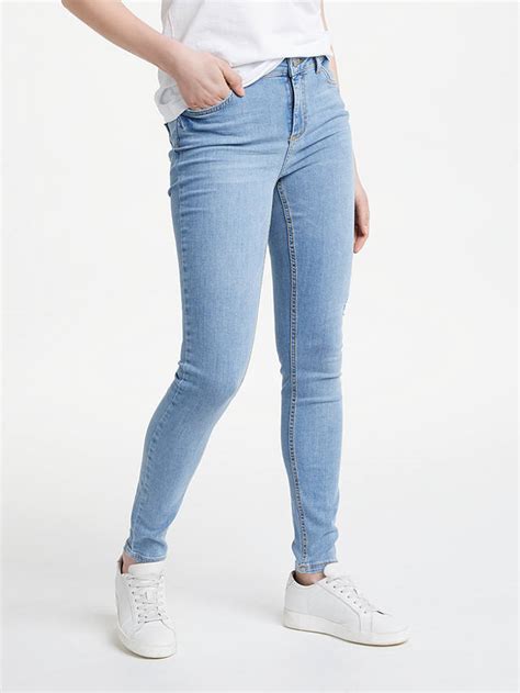 Pieces Five Delly Mid Rise Skinny Jeans Light Blue Denim At John Lewis And Partners