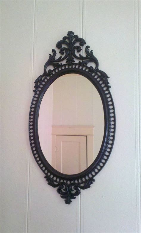 Vintage italian gothic hollywood regency carved wood mirror in ebony, 1970s. 25 Ideas of Gothic Wall Mirrors