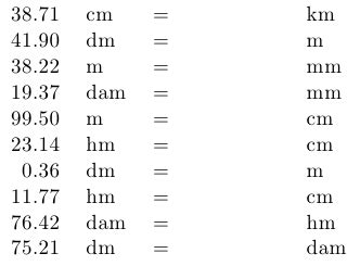 1 decimeter(dm) = 100 millimeters. conditionals - Generating random conversions - TeX - LaTeX ...