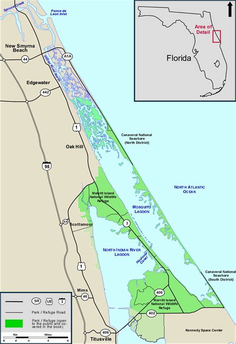 Map Of Mosquito Lagoon And North Indian River Lagoon In East Central