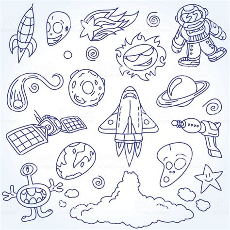 Space Doodles Set Royalty Free Space Doodles Set Stock Vector Art