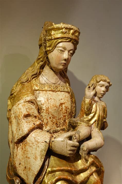 Grande Vierge à Lenfant Trônant Espagne Vers 1500 Xvie Siècle N