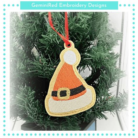 Santa Hat Ornament 4x4 Geminired Embroidery Designs