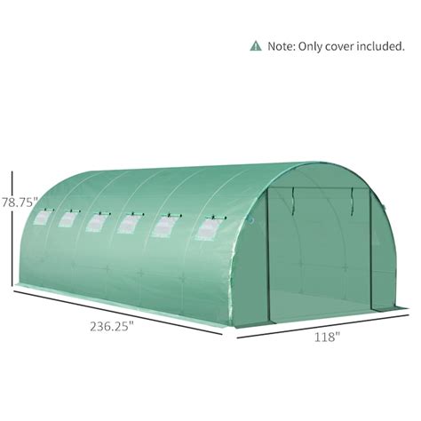 Outsunny 20 X 10 X 7ft Greenhouse Cover Tarp With 12 Windows And Zipper