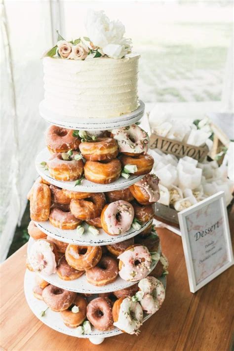 Donut Tower Wedding Cake In White And And Soft Pinks Wedding Donuts