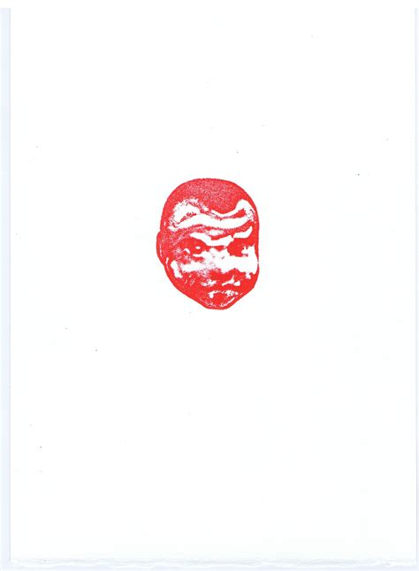 A Red And White Drawing Of A Mans Face On A White Paper Background
