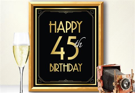 Happy 45th Birthday 45th Birthday Decoration 45th Birthday Etsy