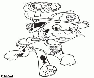 Paw patrol honden en sterren. Kleurplaat Marshall, de Paw Patrol hond brandweerman ...