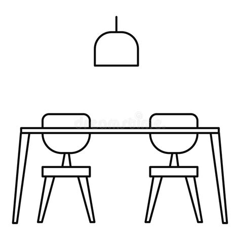 Table And Chairs Icon Outline Style Stock Illustration Illustration