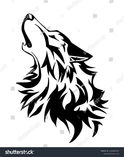Drawing Howling Wolf Vector Illustration Stock Vector Royalty Free