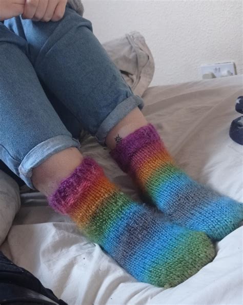 My First Pair Of Socks Knit On Straight Needles As Im Still Fairly