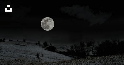 Full Moon Over Snow Covered Field Photo Free Grey Image On Unsplash