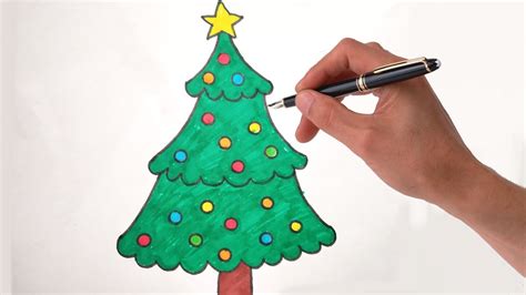 How To Draw The Christmas Tree Easy And Cute Art On Paper For Kids