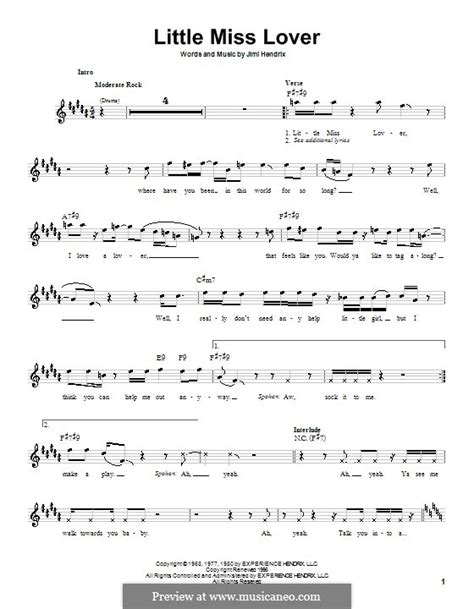 Little Miss Lover By J Hendrix Sheet Music On Musicaneo