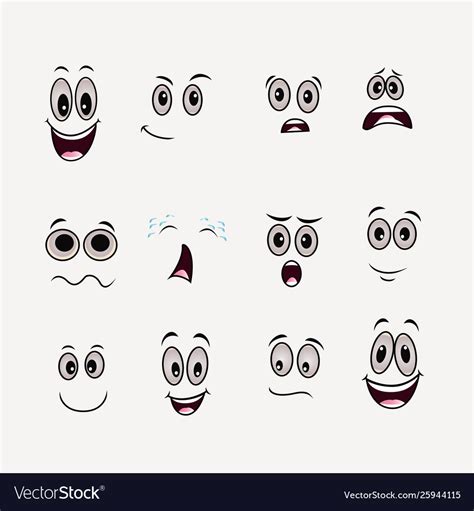 cartoon faces expressions set royalty free vector image