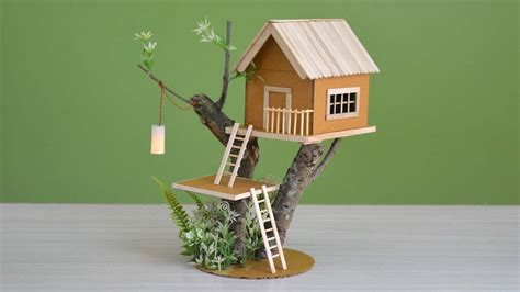 Wow A House On A Tree Making A Small Cardboard House With Light