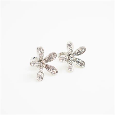 Silver Crystal Flower Earring Cute Earrings Simple Earrings Cool