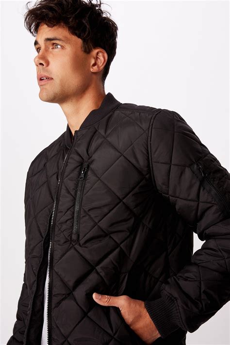 Quilted Bomber Jacket Black Cotton On Jackets