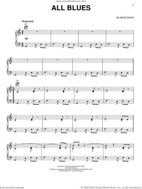 Download classical music, hymns, fiddle tunes, and more in pdf format. Davis - All Blues sheet music for piano solo PDF v2