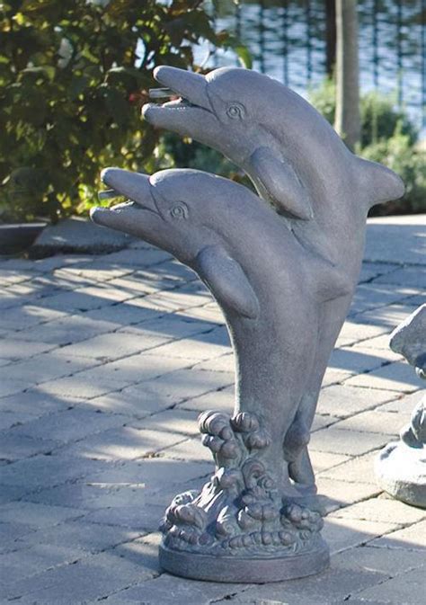 Double Dolphins Sculpture Piped Water Feature Statue