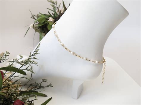 Freshwater Pearl Anklet June Birthstone Pearl Anklet In Gold Etsy