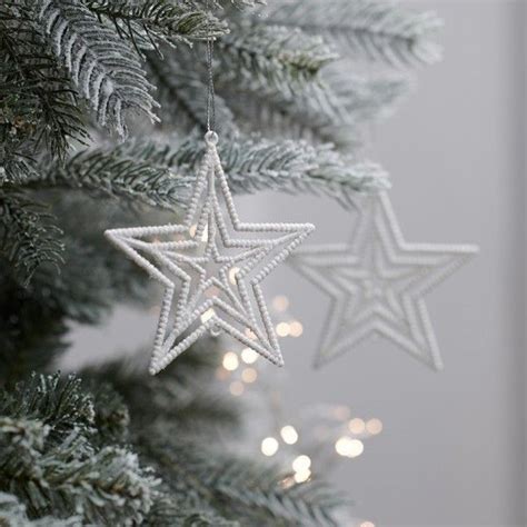 Set Of 12 White Star Decorations Christmas Tree Decorations Tree