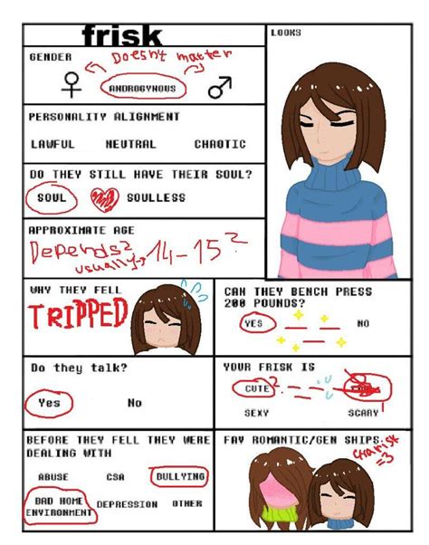 Frisk Personality Chart Undertale Amino