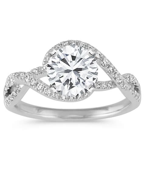 Shane Co Swirl Diamond Engagement Ring In 14k White Gold Engagement