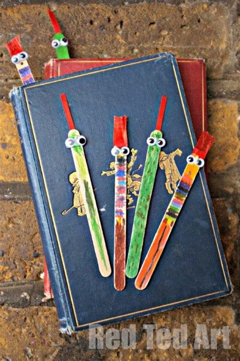 Craft Sticks Bookmark T Red Ted Art Kids Crafts
