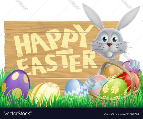 Find & download free graphic resources for happy easter. Wooden sign happy easter bunny Royalty Free Vector Image