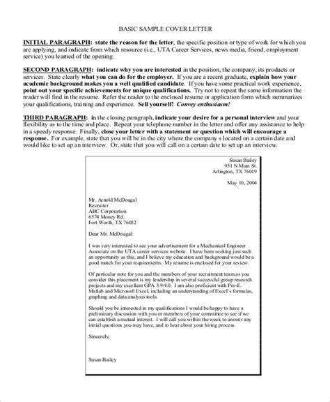 The cover letter template includes suggestions on what to include in your letter to stand out from other. 8+ Basic Cover Letter Samples | Sample Templates