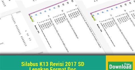 Halo semuanya, apa kabar kalian hari ini? Silabus K13 Revisi 2017 SD Lengkap Format Doc | RPP K13
