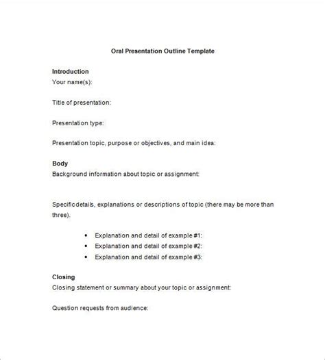 7 Presentation Outline Templates Free Ppt Word And Pdf