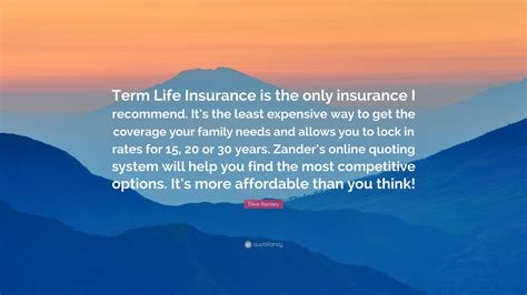 Dave Ramsey Quote “term Life Insurance Is The Only Insurance I Recommend Its The Least