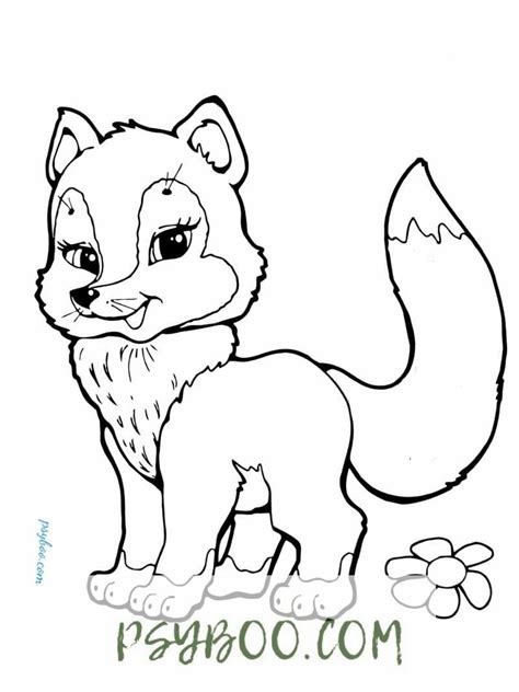 Print Baby Fox Coloring Page ⋆ Free Wild Animals Coloring Book