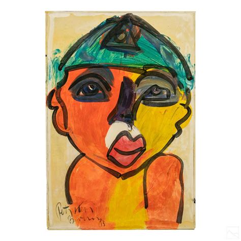 Sold Price Peter Keil Neo Expressionism Portrait Painting April 3